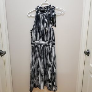Banana Republic Zebra print tie neck midi dress